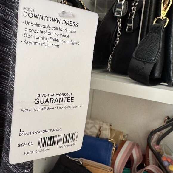 Athleta Downtown Dress – Black/Gray Stripe – Size Large - Picture 3 of 5